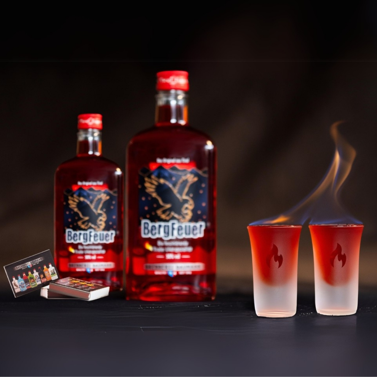 Berg Feuer Likoer im Set mit gratis Flasche