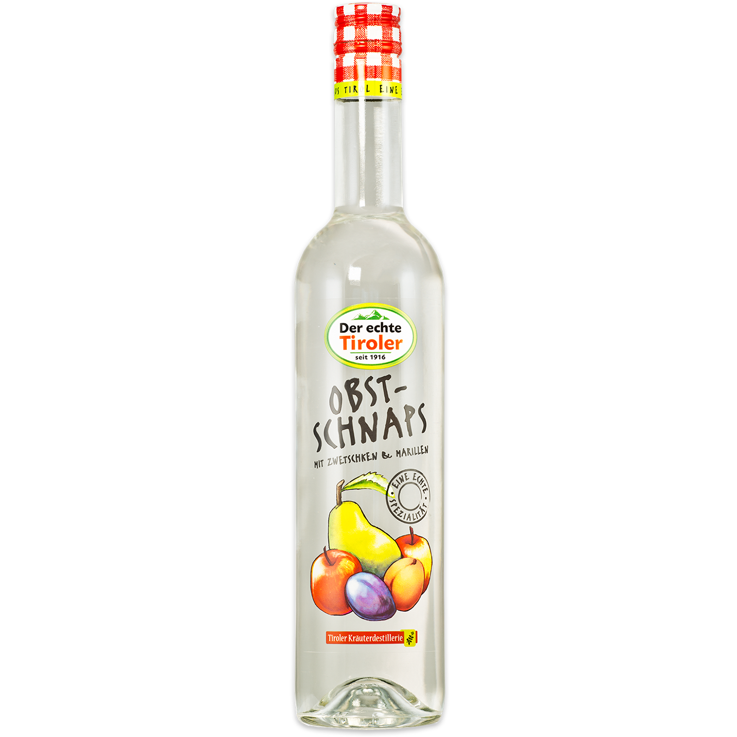 Obst Schnaps der Tiroler Kräuterdestillerie in nobler Flasche