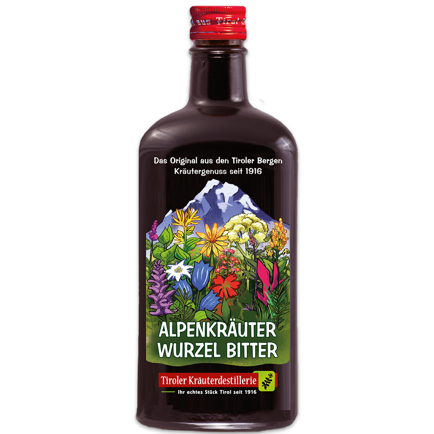 Gold award-winning  Herbal Bitter from the Tyrolean Herbal Distillery in a noble bottle