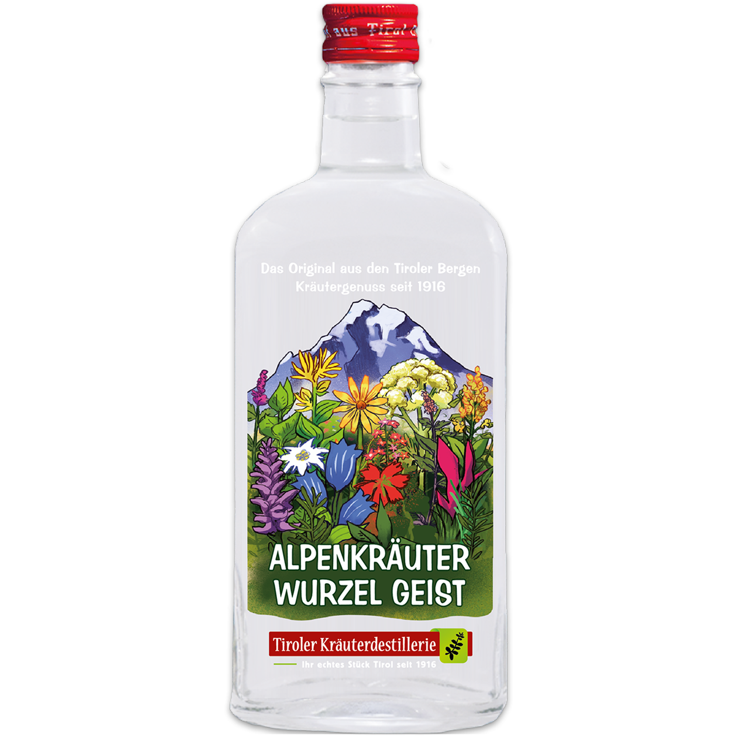 Herbal spirit from the Tyrolean Herbal Distillery in a noble bottle