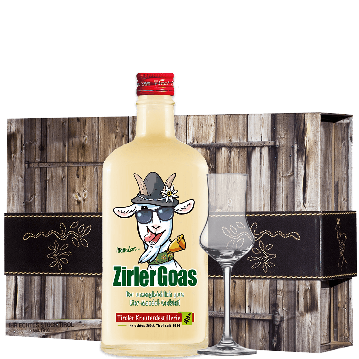 High-quality gift box with eggnog liqueur from the Tiroler Kräuterdestillerie