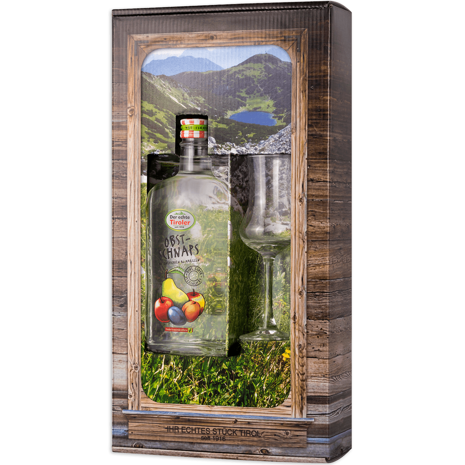 High-quality gift box with fruit schnapps from the Tiroler Kräuterdestillerie